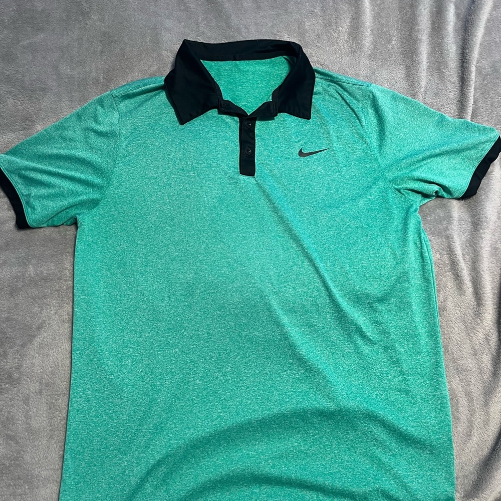 Nike Men's Teal Polo Shirt with Black Accents